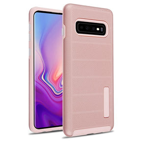 Samsung Galaxy S10 Textured Dots Fusion Protector Cover - Rose Gold/Rose Gold