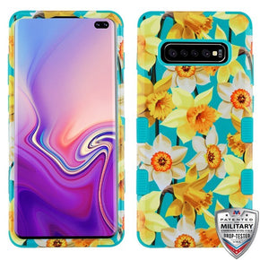 Samsung Galaxy S10 Plus TUFF Hybrid Protector Cover - Spring Daffodils / Tropical Teal