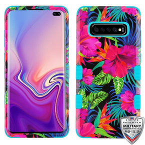 Samsung Galaxy S10 Plus TUFF Hybrid Protector Cover - Electric Hibiscus / Tropical Teal