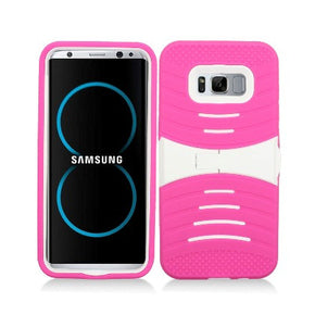 Samsung Galaxy S8 G950 Armor 3 in 1 w/ Stand - Hot Pink / White