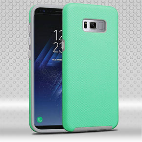 Samsung Galaxy S8 Plus Textured Dots Fusion Protector Cover - Teal Green/Light Grey