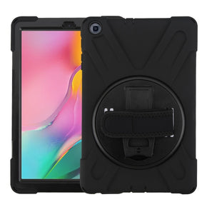 Samsung Galaxy Tab A 10.1 (2019)(T510) Rotatable Stand Protector Cover (with Wristband) - Black/Black