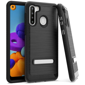 Samsung Galaxy A21 Brushed Hybrid Kickstand Case Cover