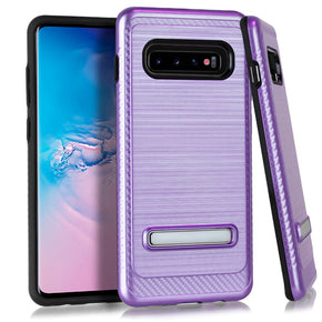 Samsung Galaxy S10 Plus Brushed Metal Stand Case - Purple