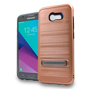 Samsung Galaxy J3 Emerge Hybrid Brushed Kickstand Case Cover