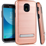 Samsung Galaxy J3 2018 Hybrid Brushed Metal Kickstand Case Cover