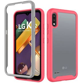 LG K22 Strong Bumper Hybrid Case - Clear / Red