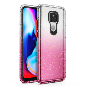 Motorola Moto Play (2021) Surge Series Transparent Hybrid Case - Pink Glitter