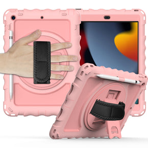 Apple iPad 10.2 Complete 360 Tough Hybrid Rotatable Kickstand Case with Shoulder Strap - Rose Gold