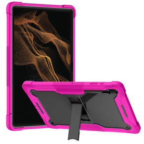 Samsung Galaxy Tab S8 Ultra Tough Hybrid Case (w/ Kickstand) - Hot Pink/Black
