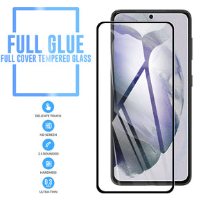 Samsung Galaxy S22 Full Coverage Tempered Glass Screen Protector (Full Glue) - Black