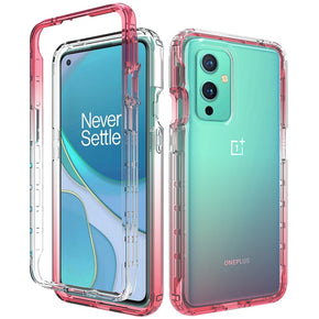 OnePlus 9 Two Tone Transparent Bumper Shockproof Hybrid Case - Pink