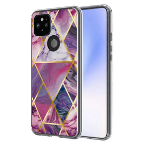 Google Pixel 5 XL / Pixel 4a 5G Electroplated Design Fusion Protector Case - Purple Marble