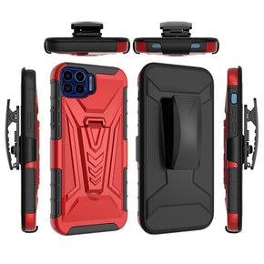 Motorola Moto One 5G / Moto G 5G Plus Holster Clip Combo Case (with Kickstand) - Red / Black