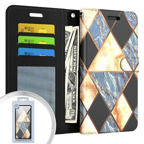 Apple iPhone 13 Pro Max (6.7) Design WP3 Wallet Case (w/ Magnetic Closure) - Black Marble