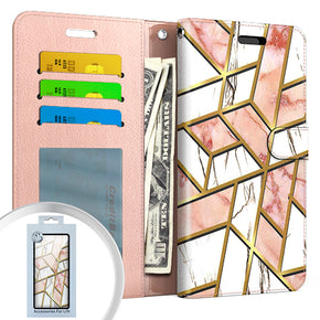 Samsung Galaxy A12 5G WP3 Design Wallet Case - Pink Marble