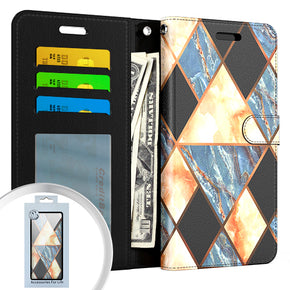 Samsung Galaxy S22 Design WP3 Wallet Case (w/ Magnetic Closure) - Black Marble