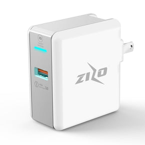 ZizoCharge H3 Dual USB Travel Wall Charger with Zizo Quick Charge 3.0