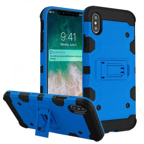 Apple iPhone XS Max 3-in-1 Storm Tank Hybrid Protector Cover with Kickstand - Blue / Black