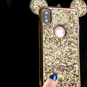 Apple iPhone XS/X Glitter TPU Teddy Case Cover