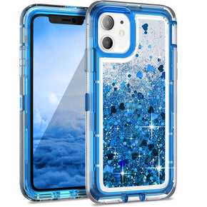 Apple iPhone 11 (6.1) Quicksand Glitter Heavy Duty Hybrid Case - Blue