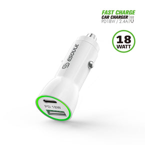EA11P-WH: 18W PD & USB-A Car Adapter White