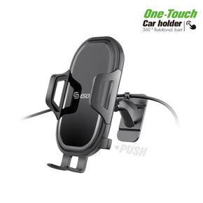 EH33BK: One Touch 3M Sticker Car Mount with Charging Cable Holder