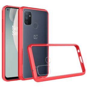 OnePlus Nord N100 Transparent Hybrid Case - Clear / Red