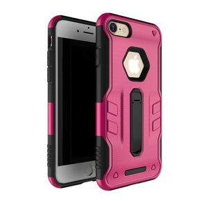Apple iPhone 8/7 Plus Slim Rugged Hybrid Case (with Kickstand) - Rose Red / Black