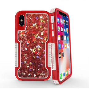Apple iPhone Heavy Duty Glitter Motion Hybrid Case - Red