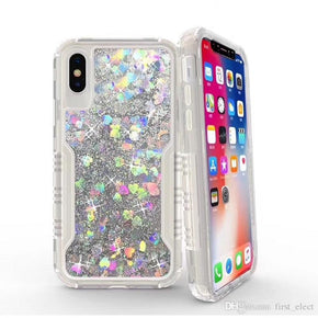 Apple iPhone XR Heavy Duty Glitter Motion Hybrid Case - Silver