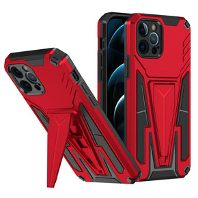 Apple iPhone 13 Pro Max (6.7) Alien Design Hybrid Case (with Magnetic Kickstand) - Red / Black