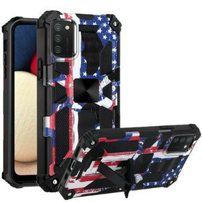 Samsung Galaxy A02s Machine Design Hybrid Case (with Magnetic Kickstand) - American Flag