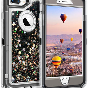 Apple iPhone 8/7 Plus Heavy Duty Water Glitter Hybrid Case - Black