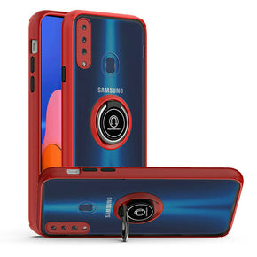 Samsung Galaxy A02s Smoke Hybrid Case (w/ Magnetic Ring Stand) - Red