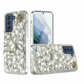 Samsung Galaxy S21 FE Full Diamond Ornaments Case - Silver Swan