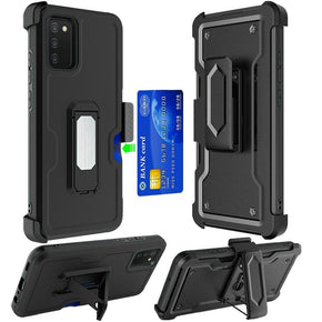 Samsung Galaxy A03s 3-in-1 Holster Clip Combo Case (w/ Card Holder and Magnetic Kickstand) - Black