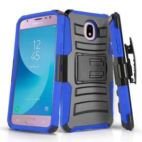Samsung Galaxy J3 (2018) Hybrid Blue Holster Combo Clip Case
