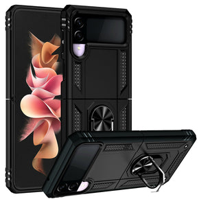 Samsung Galaxy Z Flip3 5G Hybrid Case (with Magnetic Ring Stand) - Black / Black