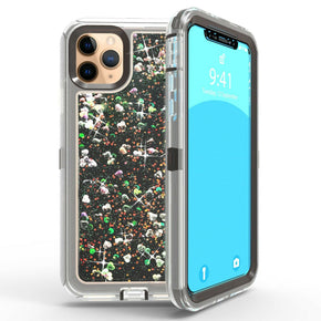 Apple iPhone 11 Pro (5.8) 3 in 1 Heavy Duty Liquid Glitter Case (w/ Circle Logo Hole)