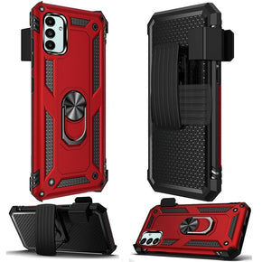 Samsung Galaxy A14 5G Holster Clip Combo Case (with Magnetic Ring Stand) - Red
