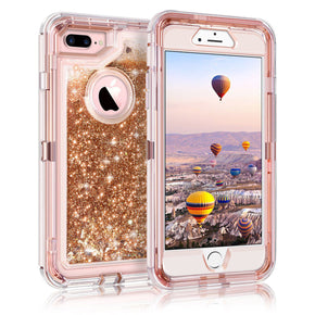 Apple iPhone 8/7 Plus Heavy Duty Water Glitter Case - Gold
