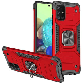 Samsung Galaxy A71 5G Robust Hybrid Case (with Magnetic Ring Stand) - Red/Black