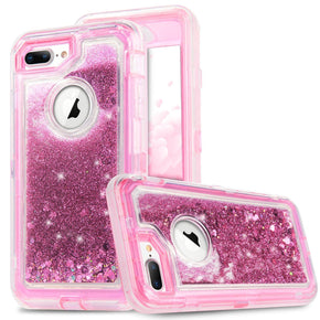 Apple iPhone 8/7/6 Plus Heavy Duty Water Glitter Case - Hot Pink