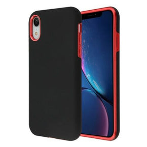 Apple iPhone XR Fuse Series Case - Rubberized Black / Metallic Red